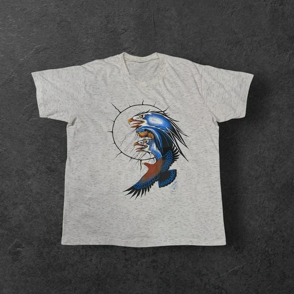 T-shirt Vintage Années 90 Graphique Native American – Style Cowboy Rétro – Taille XL
